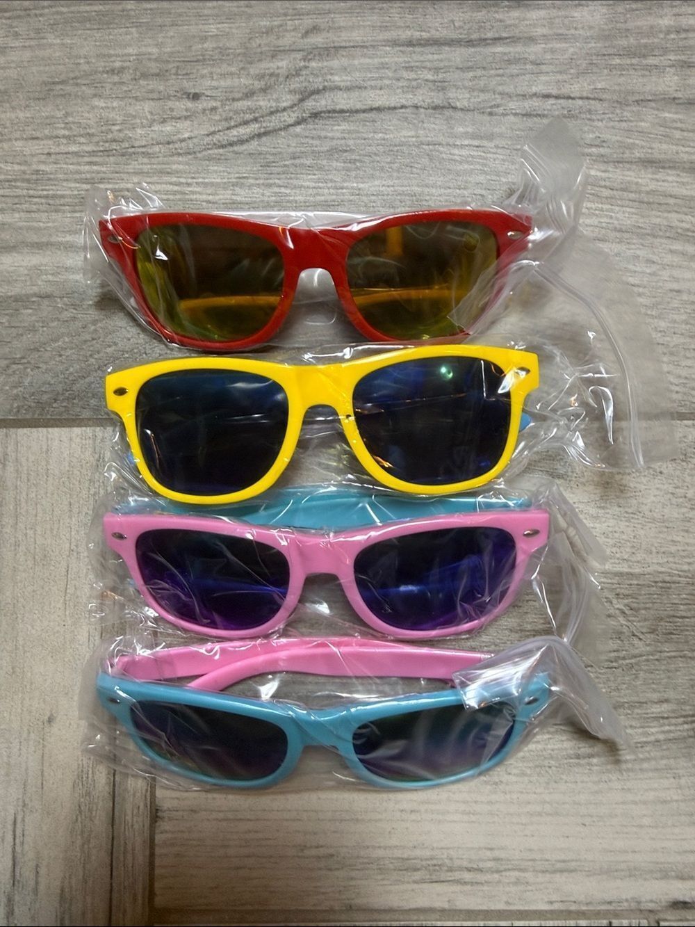 Kids Colorful Mirrored Sunglasses - Red, Yellow, Pink, Blue Set of Four (4)